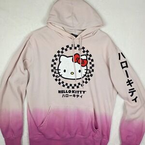 Hello Kitty Sanrio Bioworld Pink Ombre Dip Dye Hoodie Japanese Katakana‎ Medium